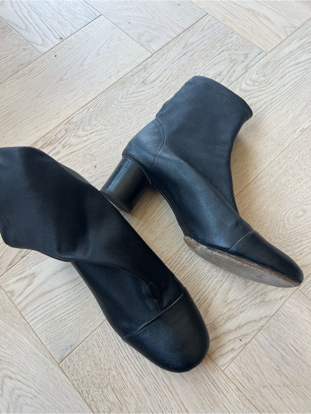 Isabel Marant Black Leather Sock Ankle Boots - Picture 8 of 11